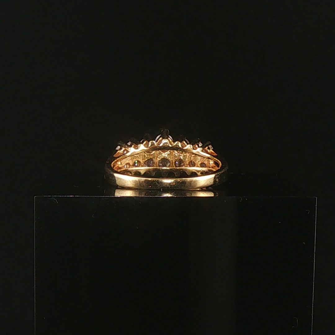 14k Yellow Gold and 1cttw Diamond Vintage Two Row Band Ring Size 6.5