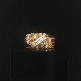 14k Yellow Gold and Diamond Vintage Men's Solid Nugget Ring Size 12.25
