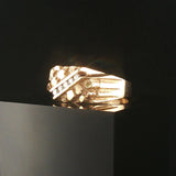 14k Yellow Gold and Diamond Vintage Men's Solid Nugget Ring Size 12.25