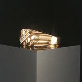 14k Yellow Gold and Diamond Vintage Men's Solid Nugget Ring Size 12.25