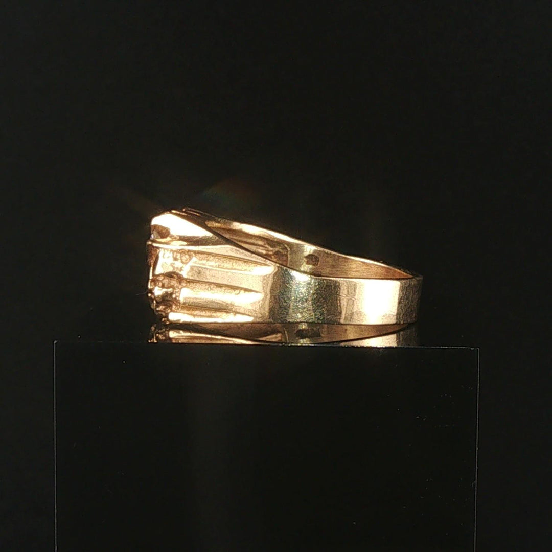 14k Yellow Gold and Diamond Vintage Men's Solid Nugget Ring Size 12.25