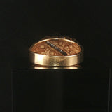 14k Yellow Gold and Diamond Vintage Men's Solid Nugget Ring Size 12.25