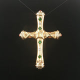 18k Yellow Gold Multi Gemstone and Diamond Heavy Brooch or Pendant 2"