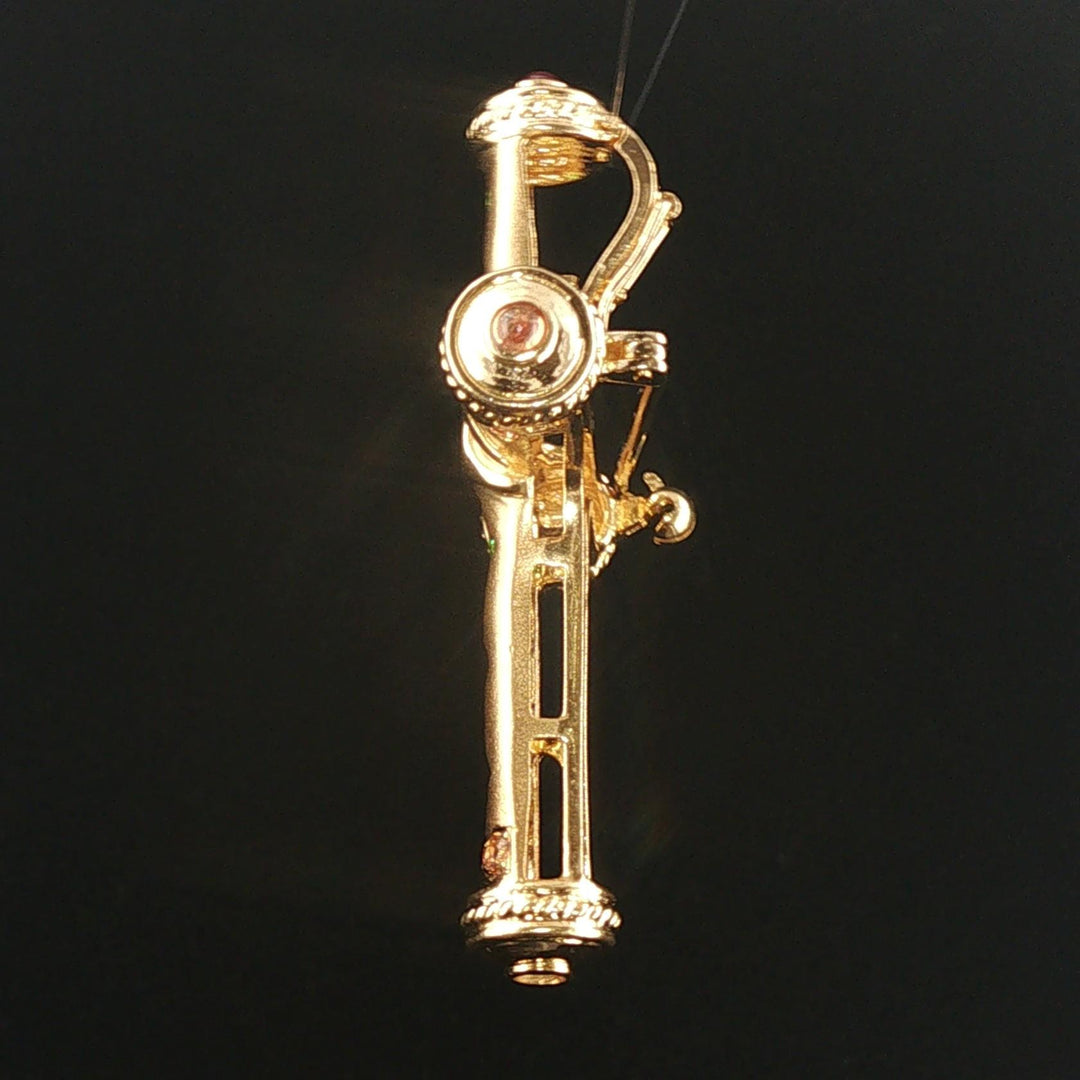 18k Yellow Gold Multi Gemstone and Diamond Heavy Brooch or Pendant 2"