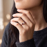 14k Yellow Gold Ruby Amethyst and Diamond Vintage Three Stone Ring Size 4.5