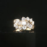 18k Yellow Gold and 1.25cttw Round and Baguette Diamond Ladies Ring Size 7.25