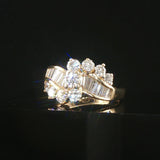 18k Yellow Gold and 1.25cttw Round and Baguette Diamond Ladies Ring Size 7.25