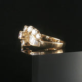 18k Yellow Gold and 1.25cttw Round and Baguette Diamond Ladies Ring Size 7.25