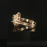 18k Yellow Gold 1.13ct Emerald and 0.50cttw Diamond Vintage Ladies Ring Size 9