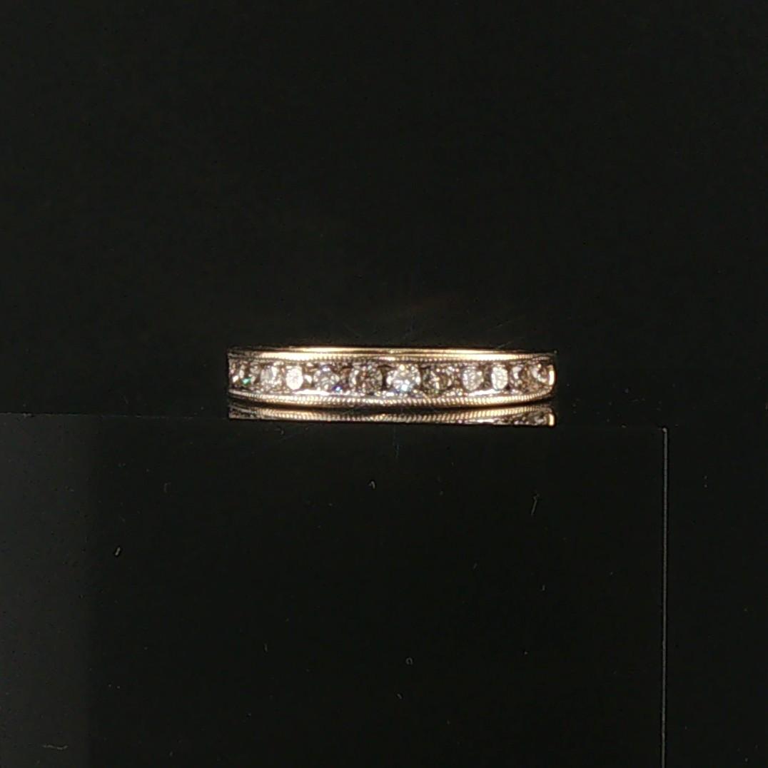14k Yellow Gold and 0.50cttw Diamond Half Eternity Band Ring Size 7