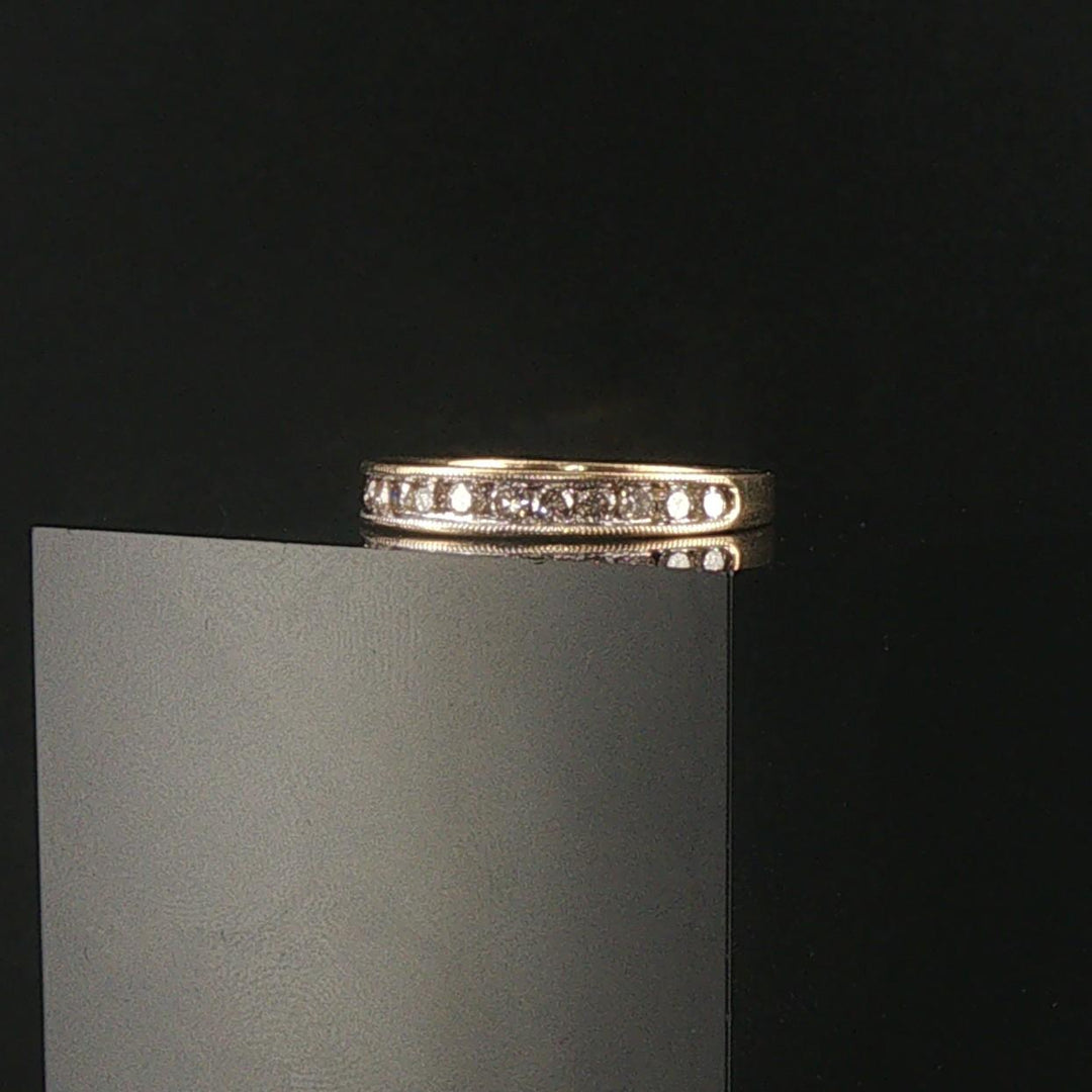 14k Yellow Gold and 0.50cttw Diamond Half Eternity Band Ring Size 7