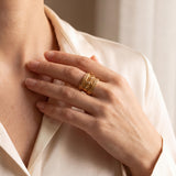 18k Yellow Gold and Diamond Wide Vintage Heavy Band Ring Size 7