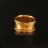 18k Yellow Gold and Diamond Wide Vintage Heavy Band Ring Size 7