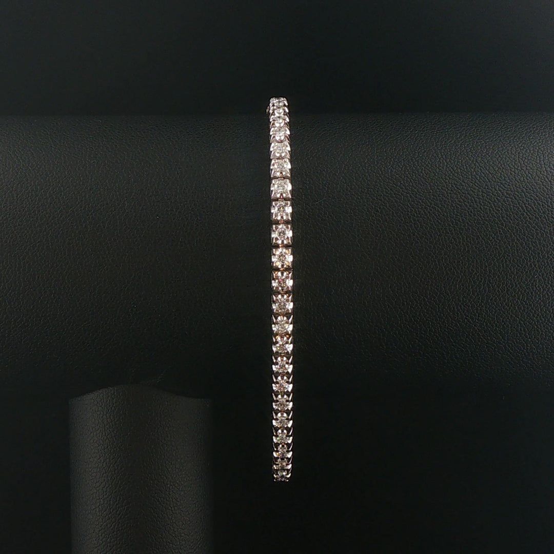 14k White Gold and 2.40cttw Diamond Solid Tennis Bracelet 7.25"