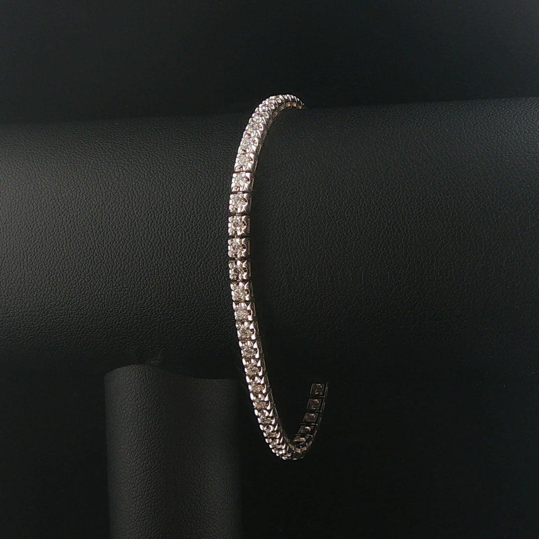 14k White Gold and 2.40cttw Diamond Solid Tennis Bracelet 7.25"