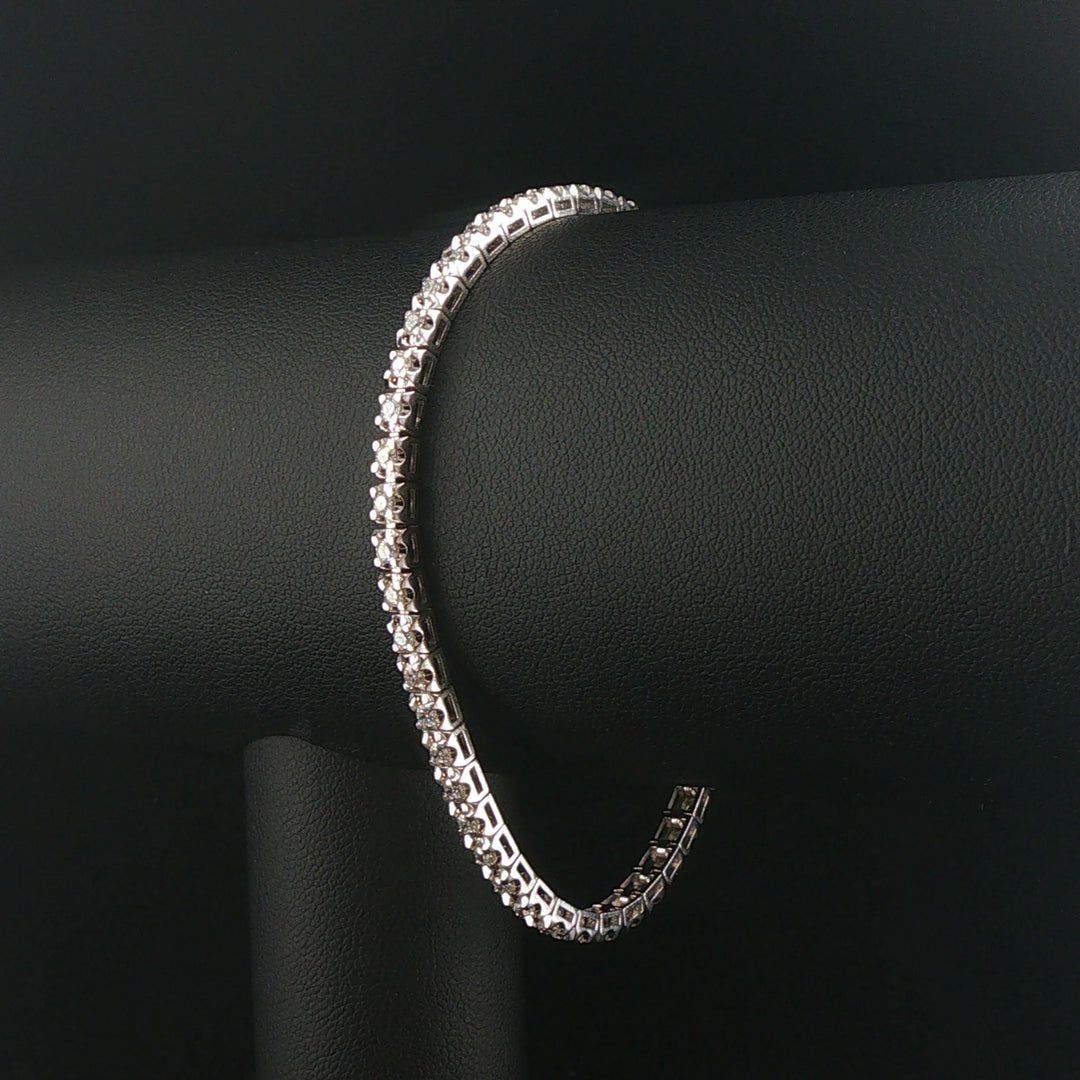 14k White Gold and 2.40cttw Diamond Solid Tennis Bracelet 7.25"