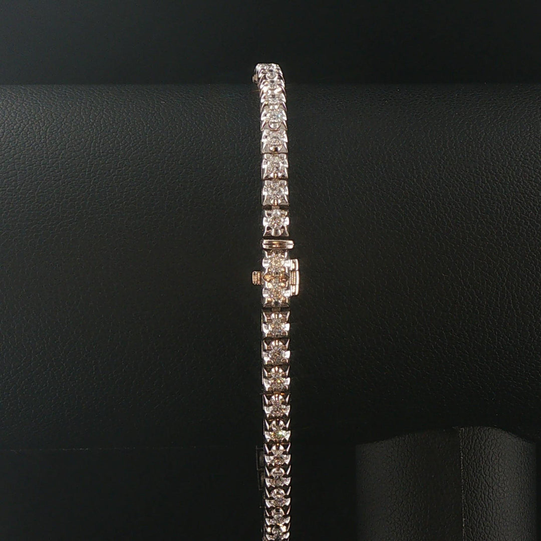 14k White Gold and 2.40cttw Diamond Solid Tennis Bracelet 7.25"