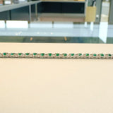 Brand New 14k White Gold Emerald and Diamond Tennis Bracelet 7"