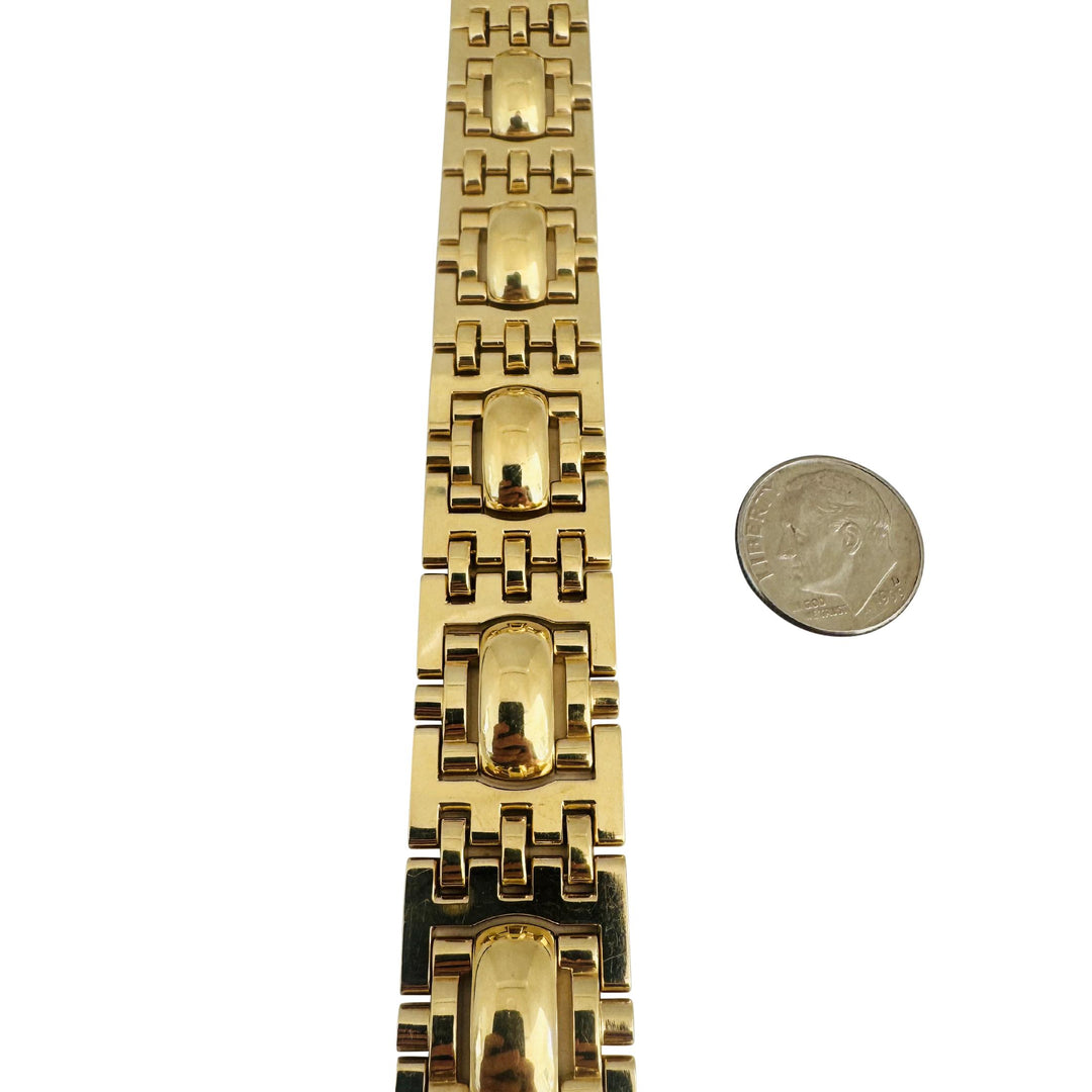 14k Yellow Gold 54.4g Big Heavy 23mm Fancy Link Bracelet 7.25"