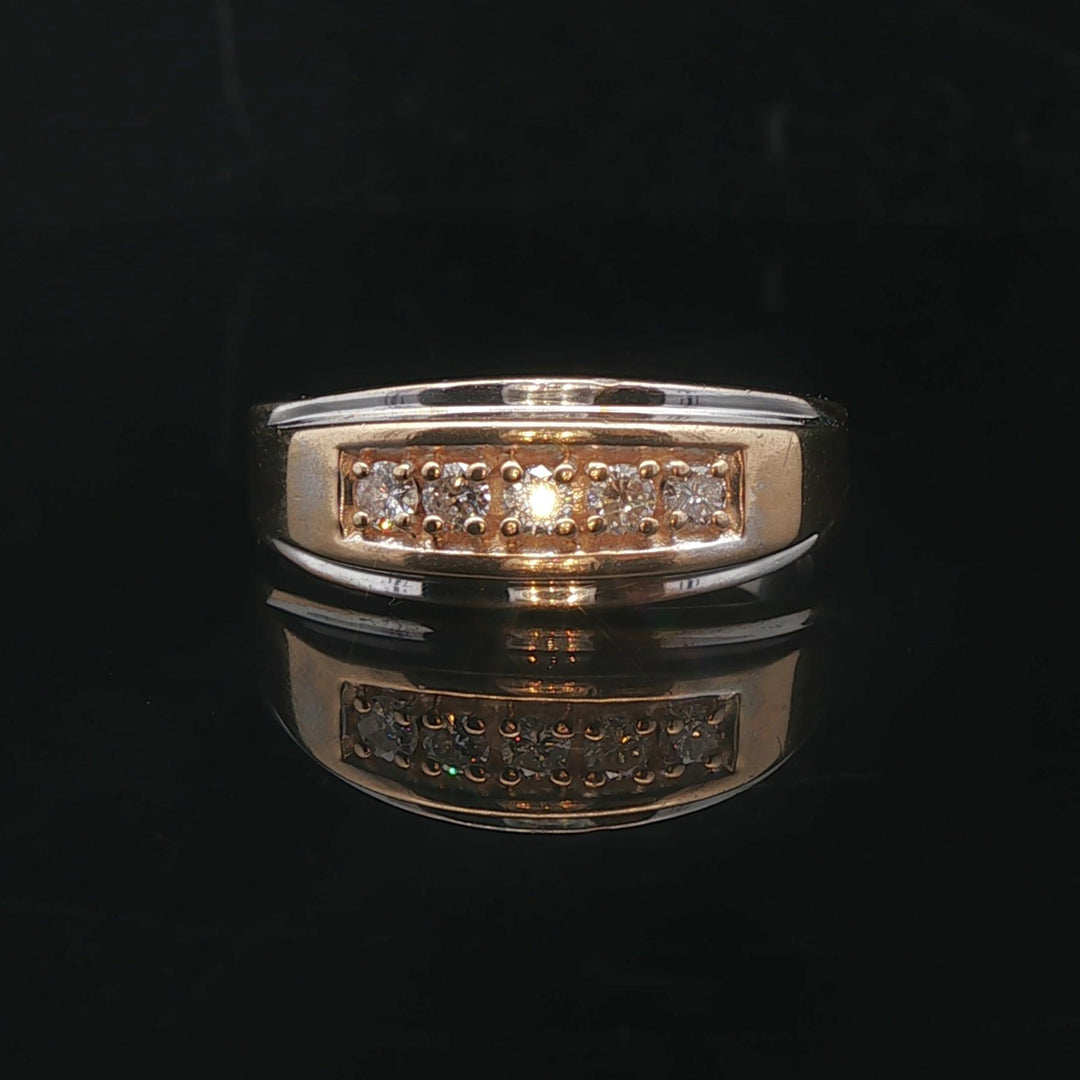 14k Yellow and White Gold 0.25cttw Diamonds Men's Band Ring Size 11.5