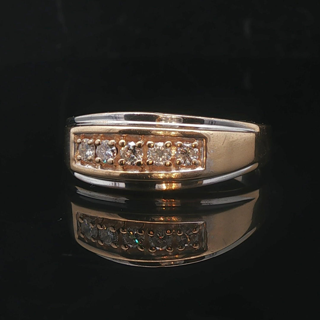 14k Yellow and White Gold 0.25cttw Diamonds Men's Band Ring Size 11.5