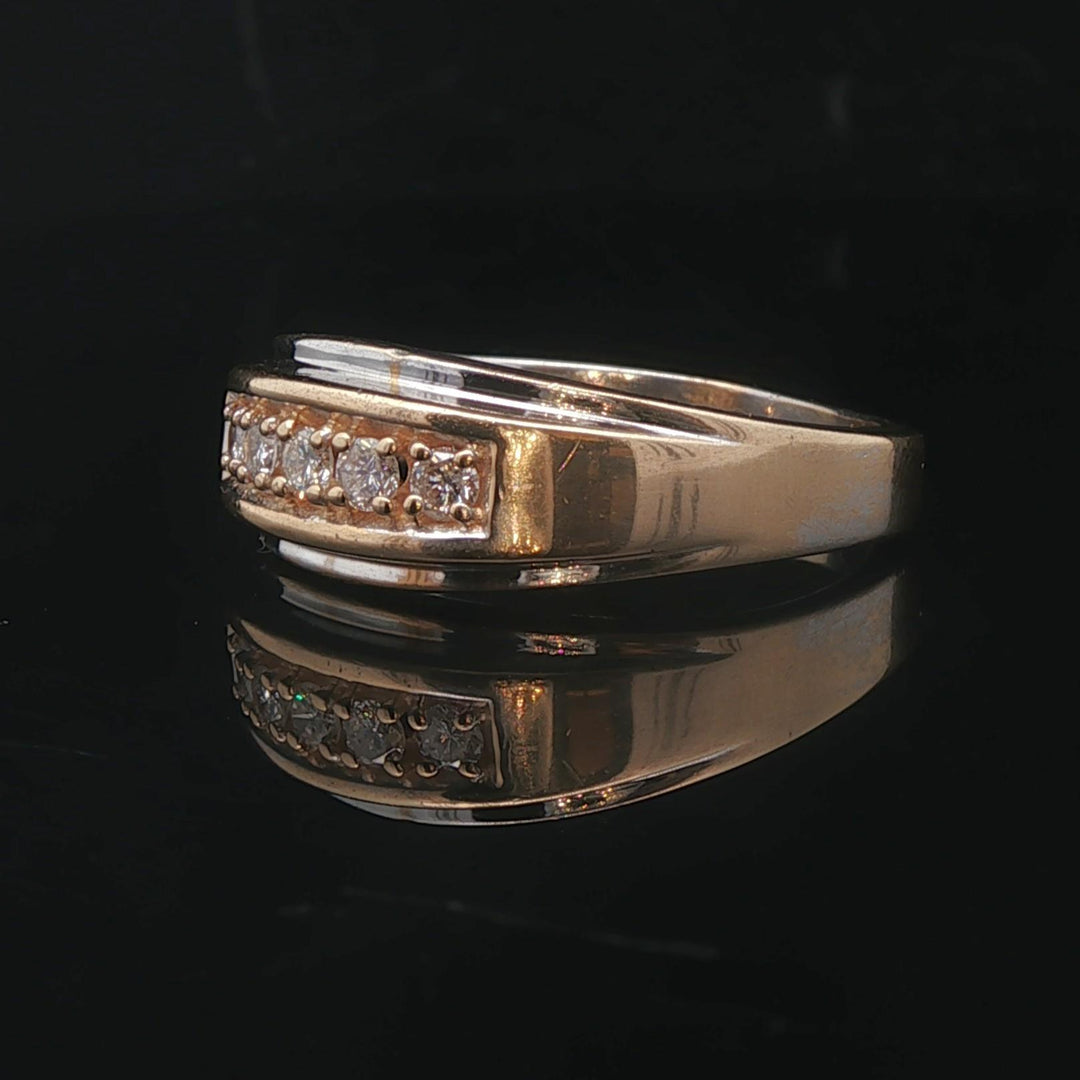 14k Yellow and White Gold 0.25cttw Diamonds Men's Band Ring Size 11.5
