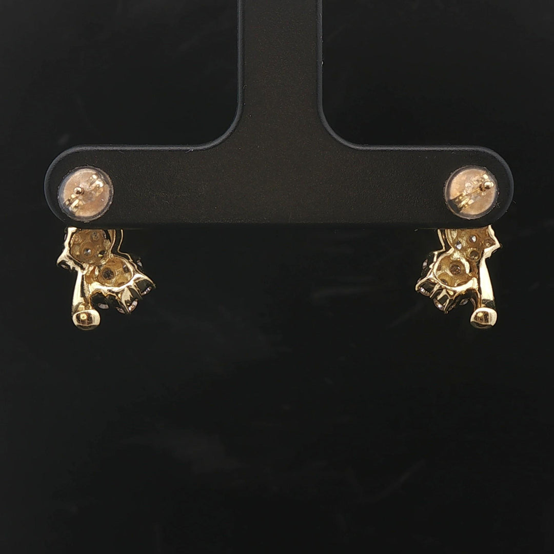 18k Yellow Gold and 1cttw Diamond Floral Stud Earrings