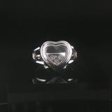 18k White Gold and Floating Diamonds 11.4g Heart Ring Size 6.5