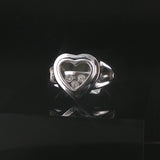 18k White Gold and Floating Diamonds 11.4g Heart Ring Size 6.5