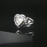 18k White Gold and Floating Diamonds 11.4g Heart Ring Size 6.5