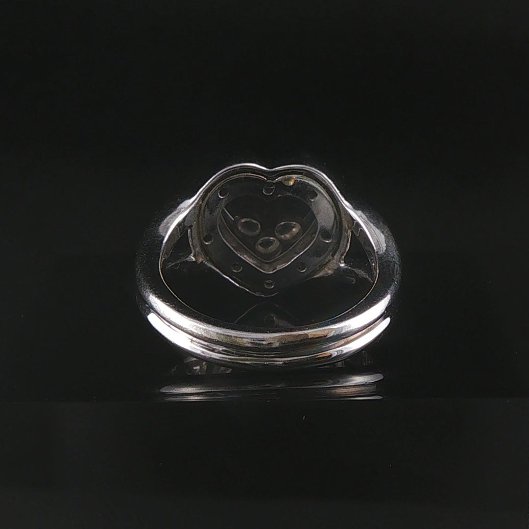 18k White Gold and Floating Diamonds 11.4g Heart Ring Size 6.5