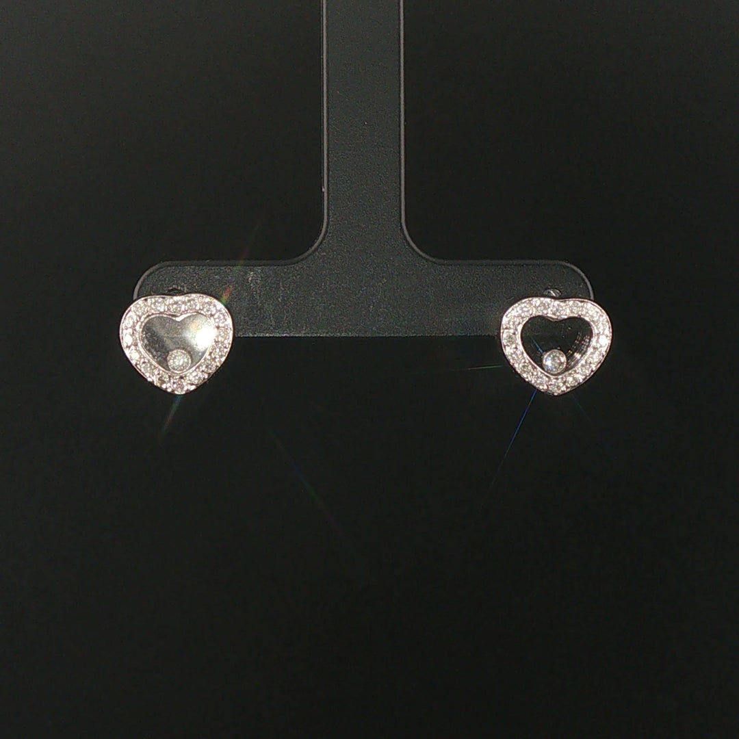 18k White Gold and 0.50cttw Diamond Floating Heart Stud Earrings