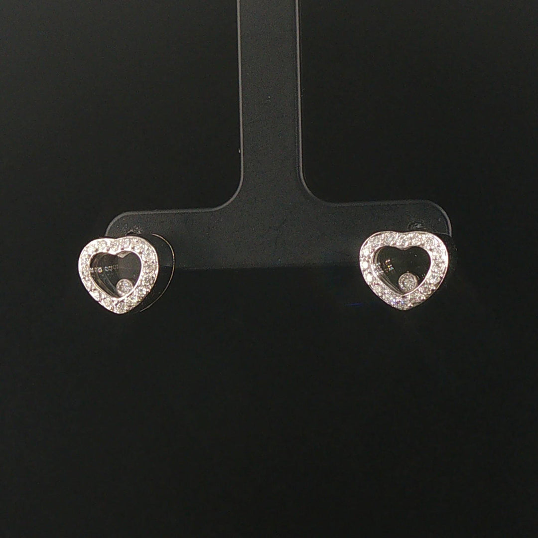 18k White Gold and 0.50cttw Diamond Floating Heart Stud Earrings