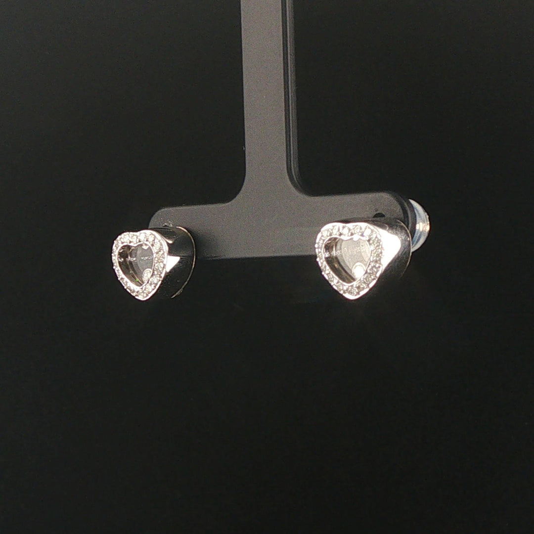 18k White Gold and 0.50cttw Diamond Floating Heart Stud Earrings