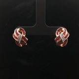 14k Yellow and White Gold Ruby and Diamond Ladies Ribbon Earrings
