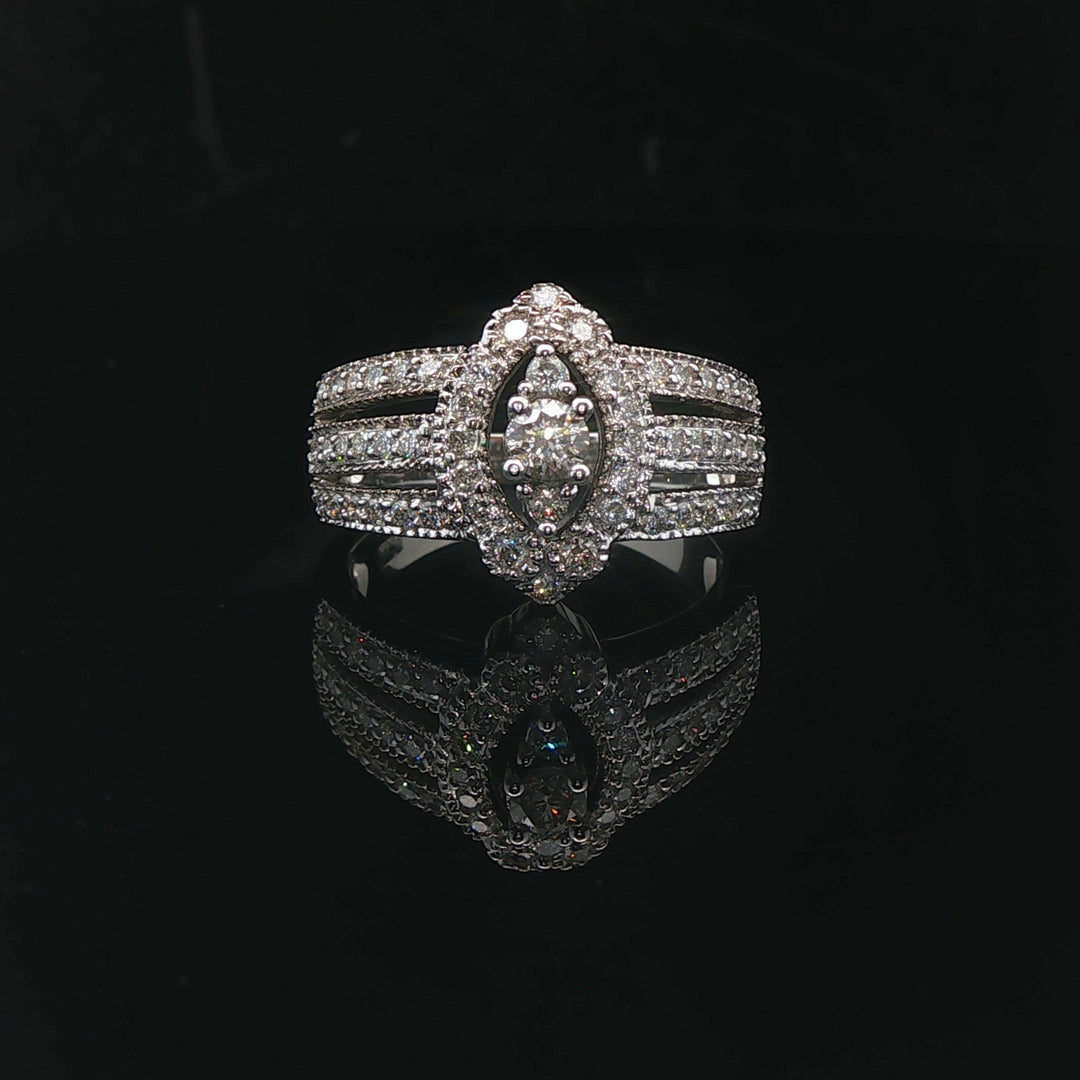 14k White Gold and 0.80cttw Diamond Ladies Ring Size 7.75