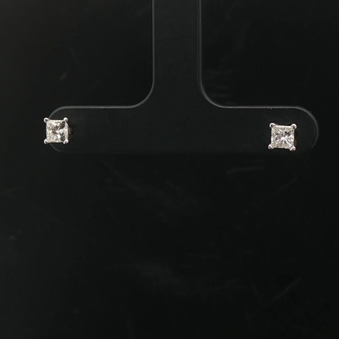 14k White Gold 0.52cttw Princess Cut Diamond Stud Earrings