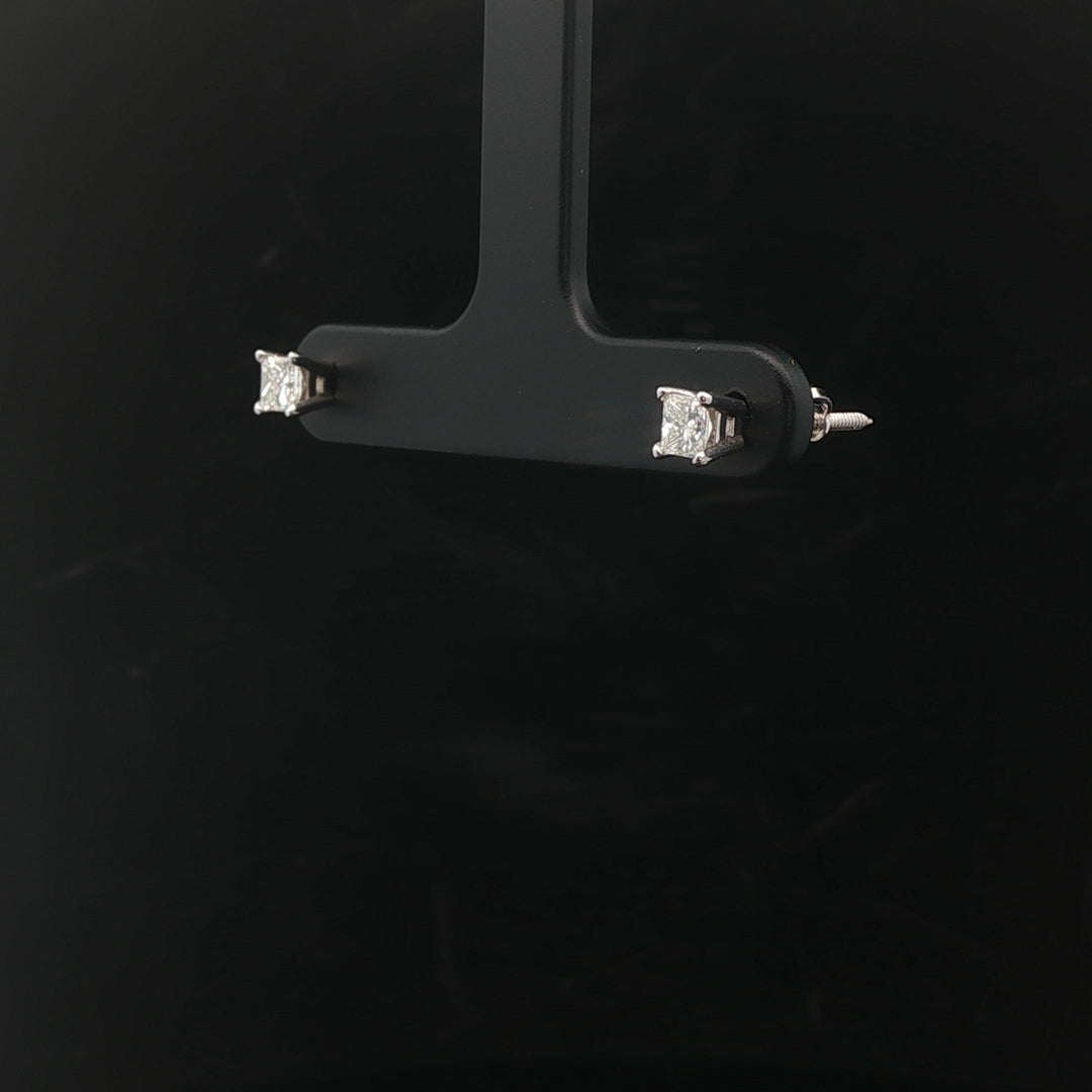 14k White Gold 0.52cttw Princess Cut Diamond Stud Earrings