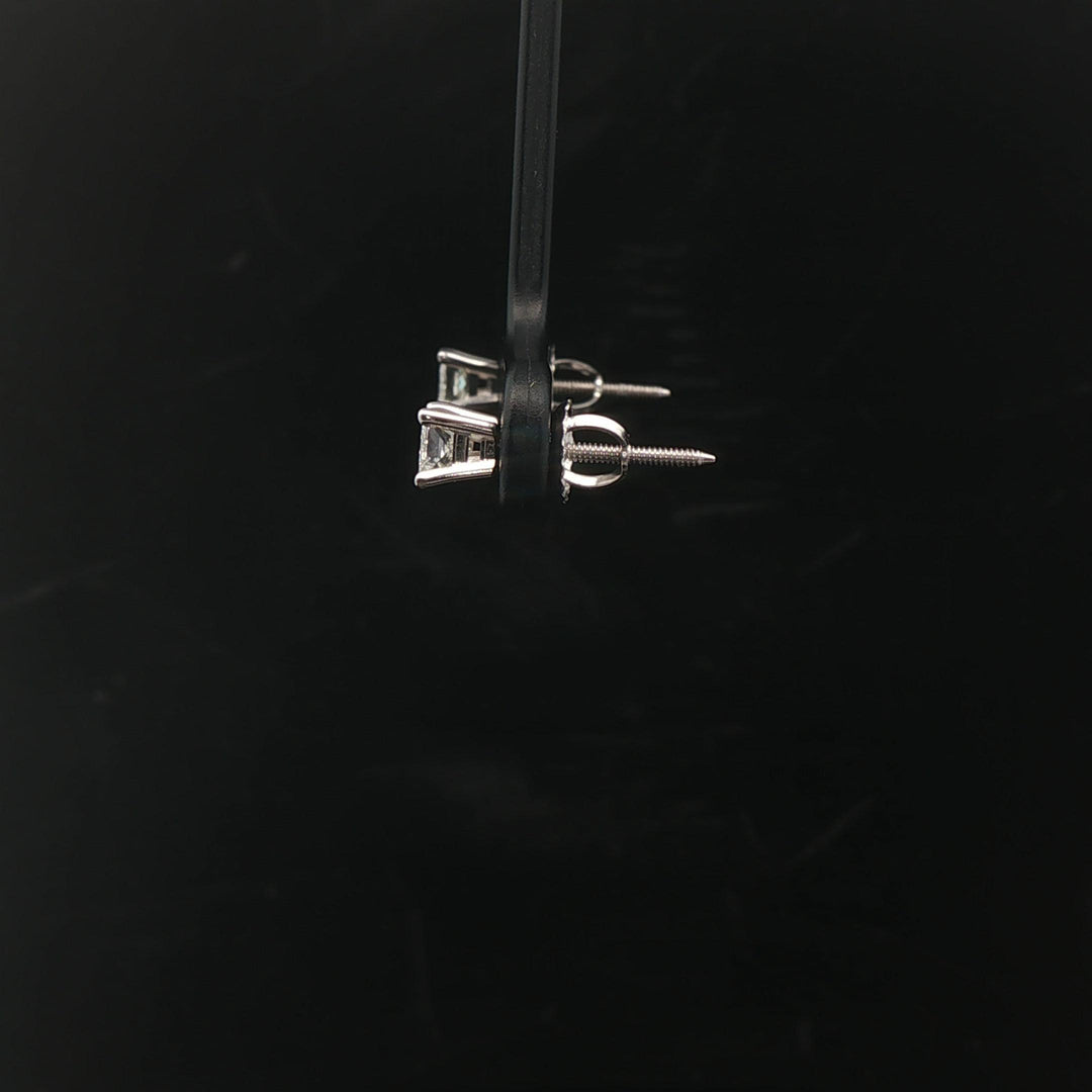 14k White Gold 0.52cttw Princess Cut Diamond Stud Earrings