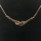 14k Yellow and White Gold Diamond Vintage Fancy Link Pendant Necklace 17"