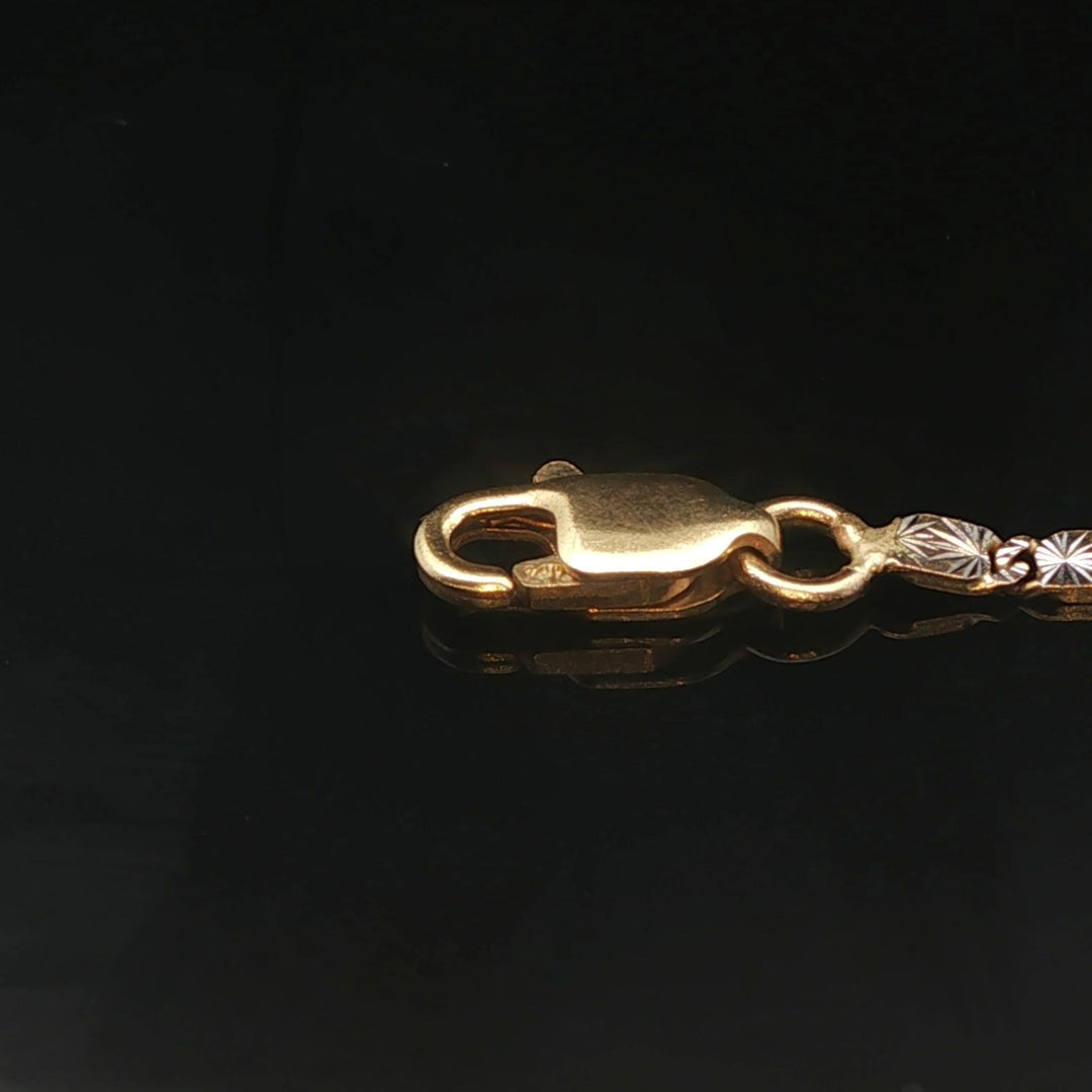 14k Yellow and White Gold Diamond Vintage Fancy Link Pendant Necklace 17"