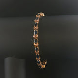 14k Yellow Gold Blue Sapphire and Diamond 13.5g Vintage Link Bracelet 7"