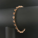 14k Yellow Gold Blue Sapphire and Diamond 13.5g Vintage Link Bracelet 7"