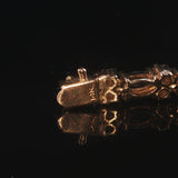 14k Yellow Gold Blue Sapphire and Diamond 13.5g Vintage Link Bracelet 7"