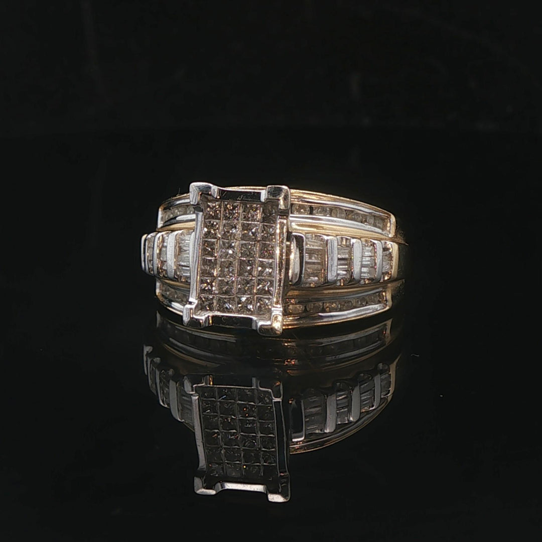 14k Yellow and White Gold 1cttw Diamond Cluster Ring Size 7