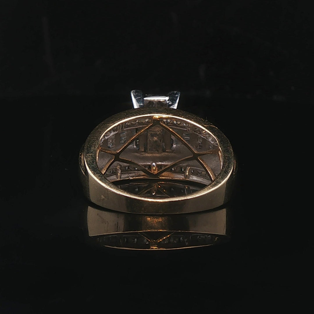 14k Yellow and White Gold 1cttw Diamond Cluster Ring Size 7