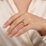 Effy 14k Yellow Gold 1ct Peridot and Diamond Halo Ring Size 7