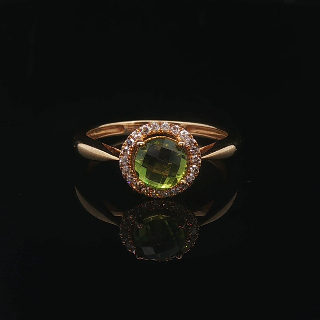 Effy 14k Yellow Gold 1ct Peridot and Diamond Halo Ring Size 7
