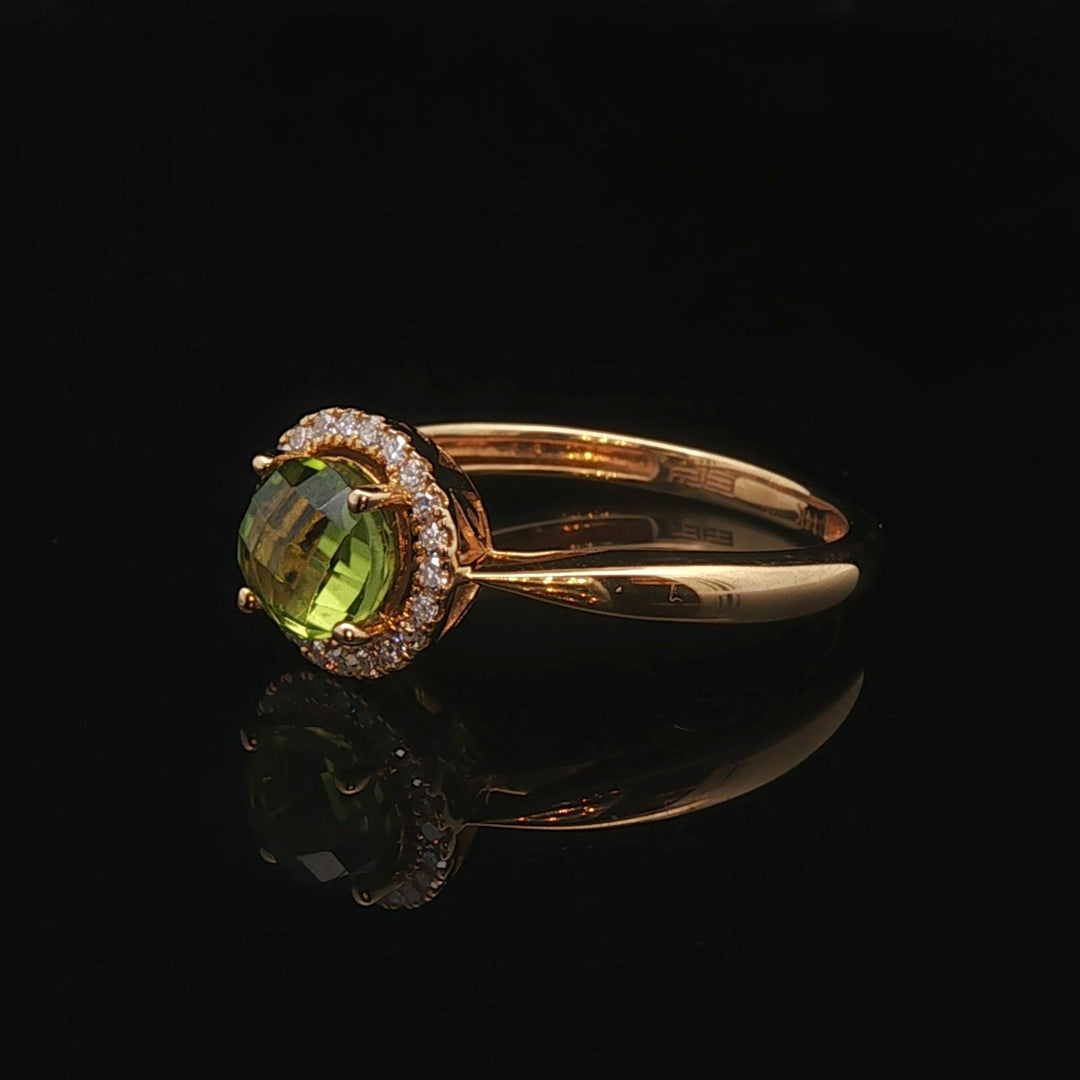Effy 14k Yellow Gold 1ct Peridot and Diamond Halo Ring Size 7