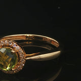Effy 14k Yellow Gold 1ct Peridot and Diamond Halo Ring Size 7